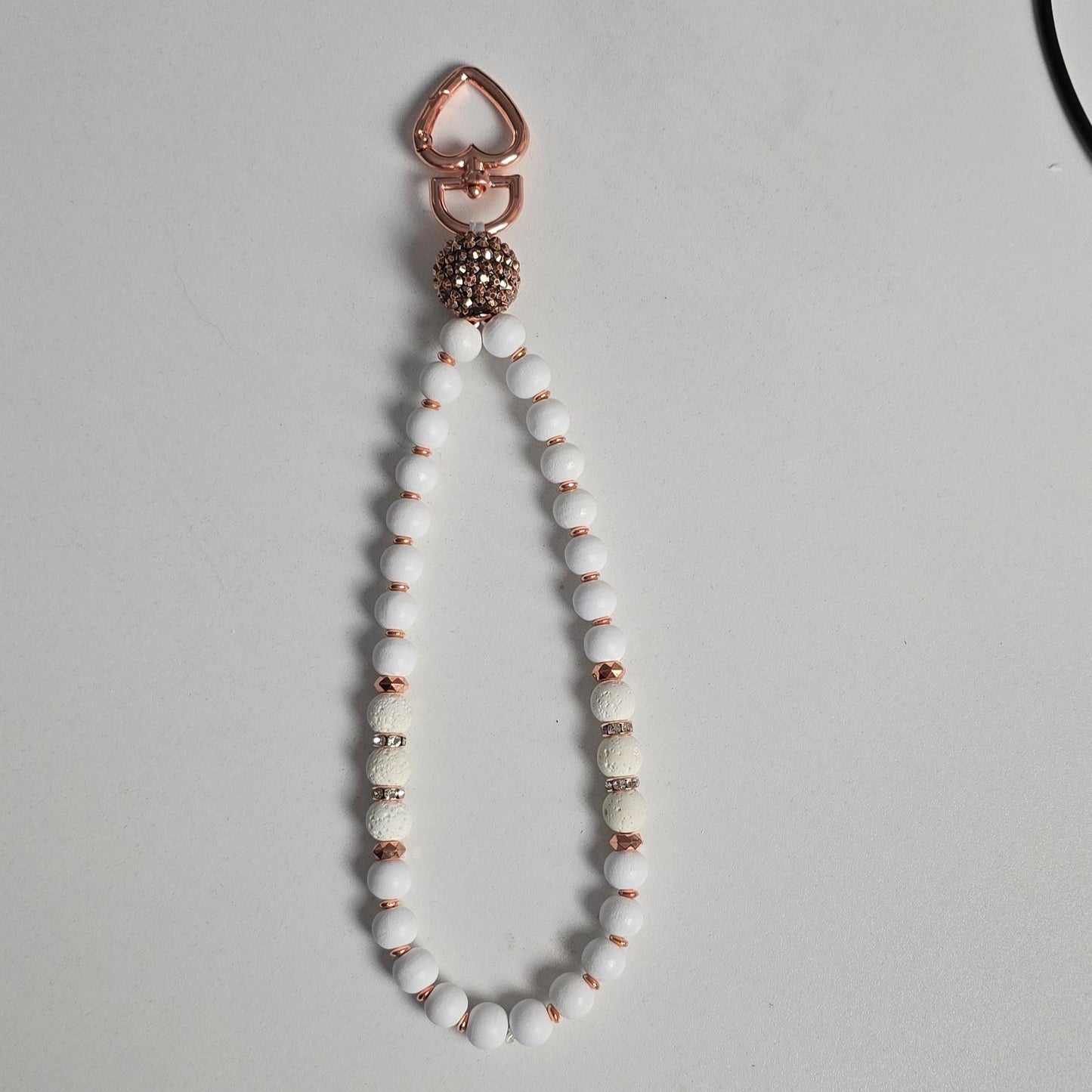 kurze Handykette  " white pearl "