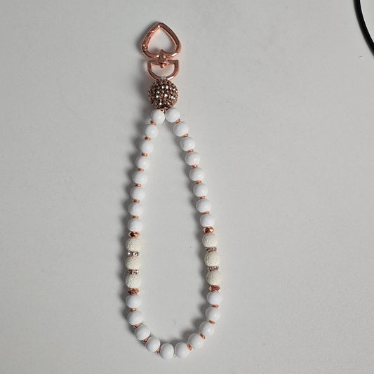 kurze Handykette  " white pearl "